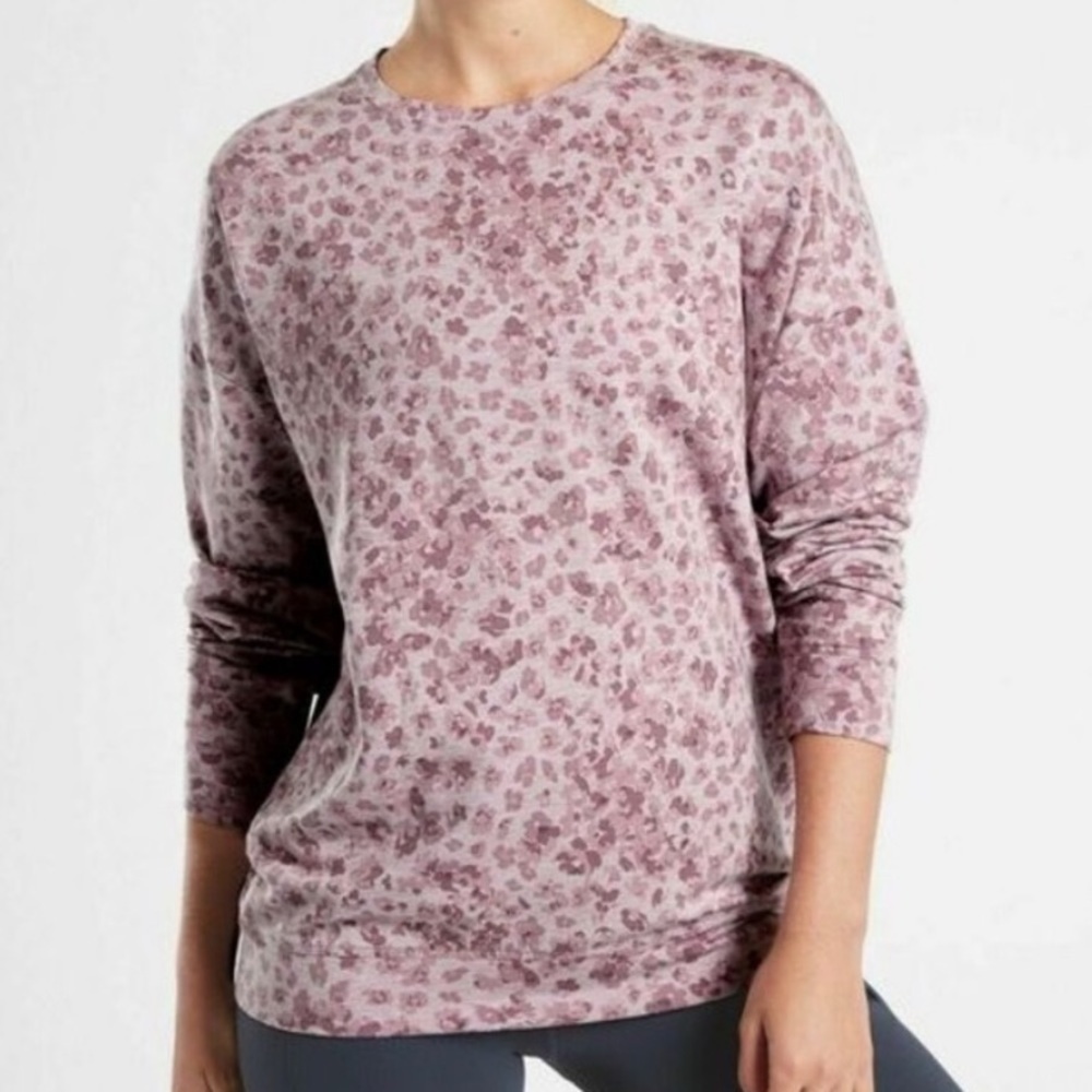 Athleta Navy Medusa Studio To Street Cheetah Print Sweatshirt Size XS